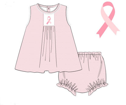 RTS: BREAST CANCER AWARENESS GIRL DIAPER SET (DRESS FOR SIZES 5T+)