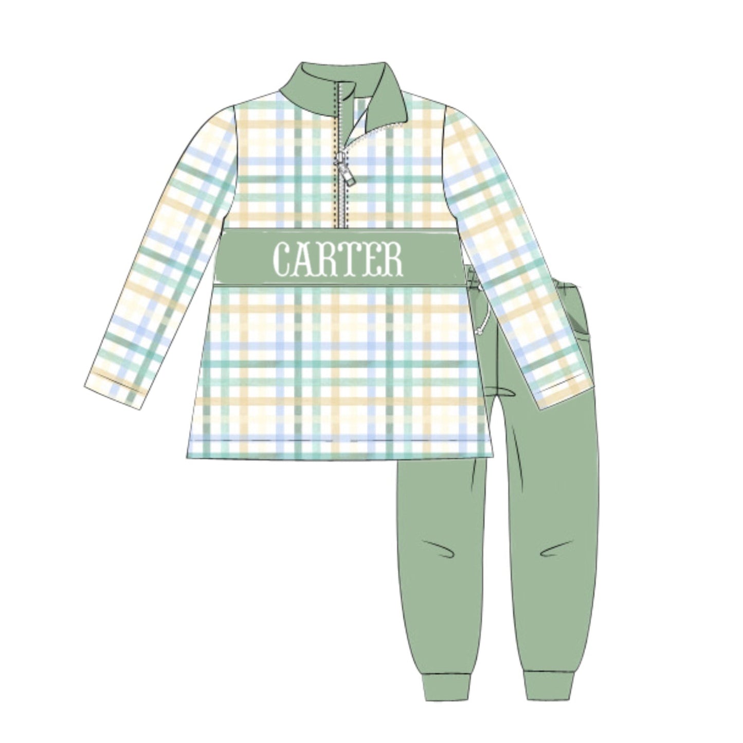 PO32: SMOCKED SETS BOY PASTEL GINGHAM
