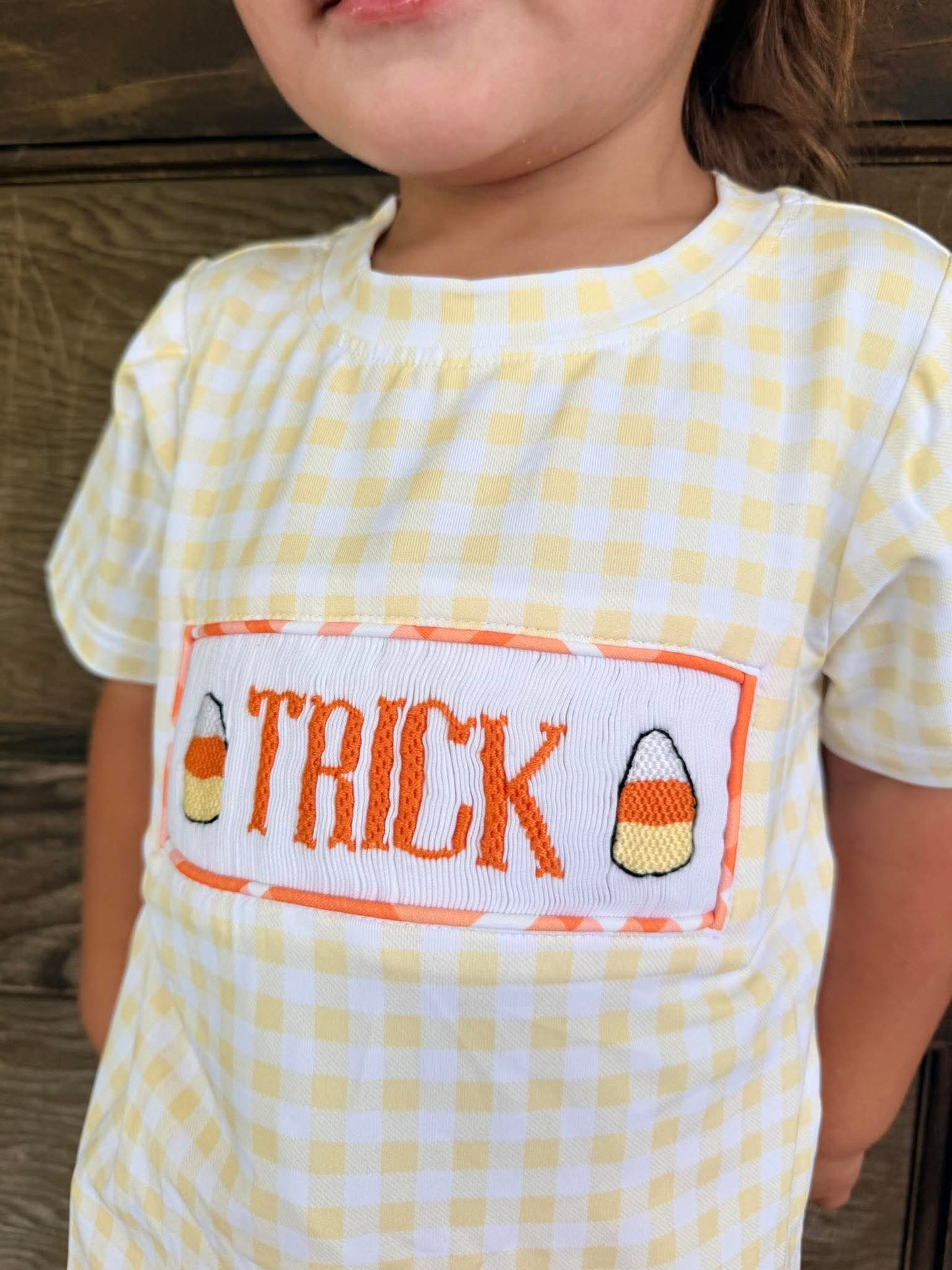 RTS: CANDY CORN BOY SHORT SET