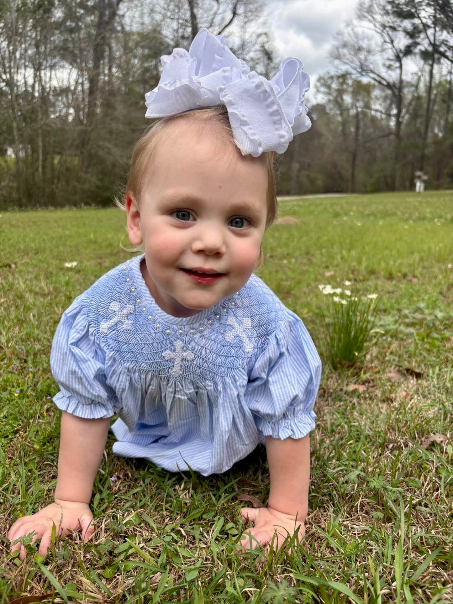 RTS: SMOCKED CROSSES GIRL DIAPER SET