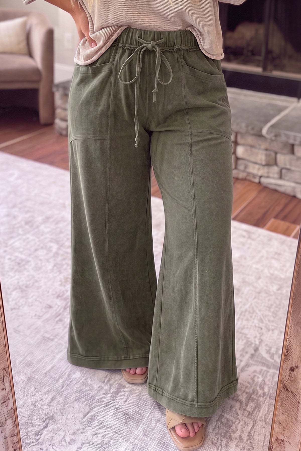 Jungle Green Mineral Wash Wide Leg
Pocket