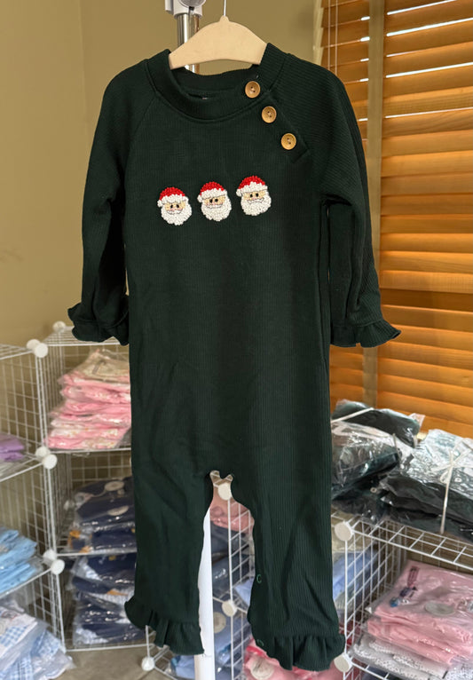 RTS: FRENCH KNOT SANTA GIRL SWEATER ROMPER