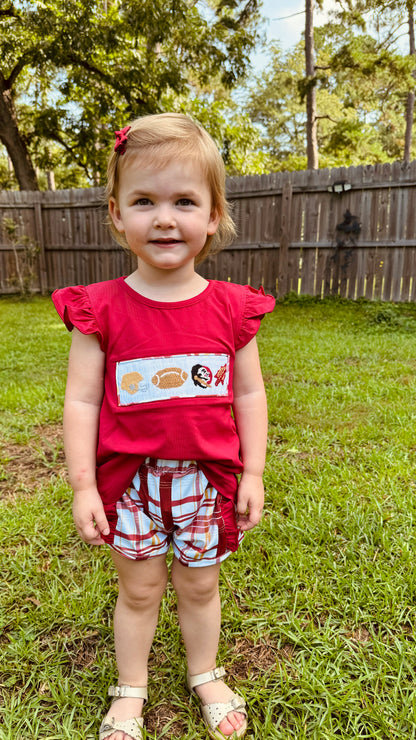 FSU SMOCKED GIRL SHORT SET