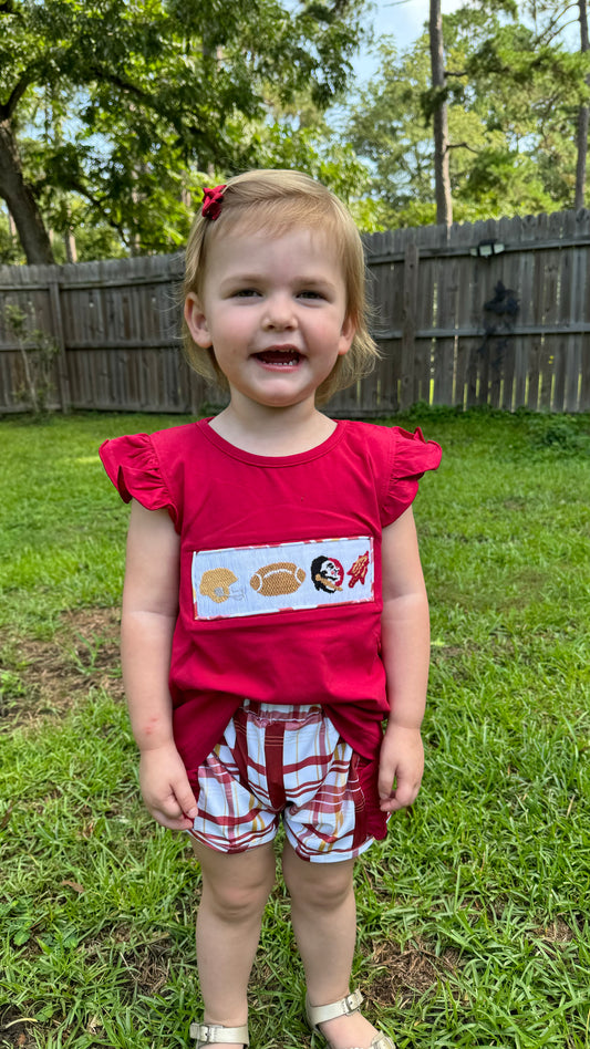 FSU SMOCKED GIRL SHORT SET