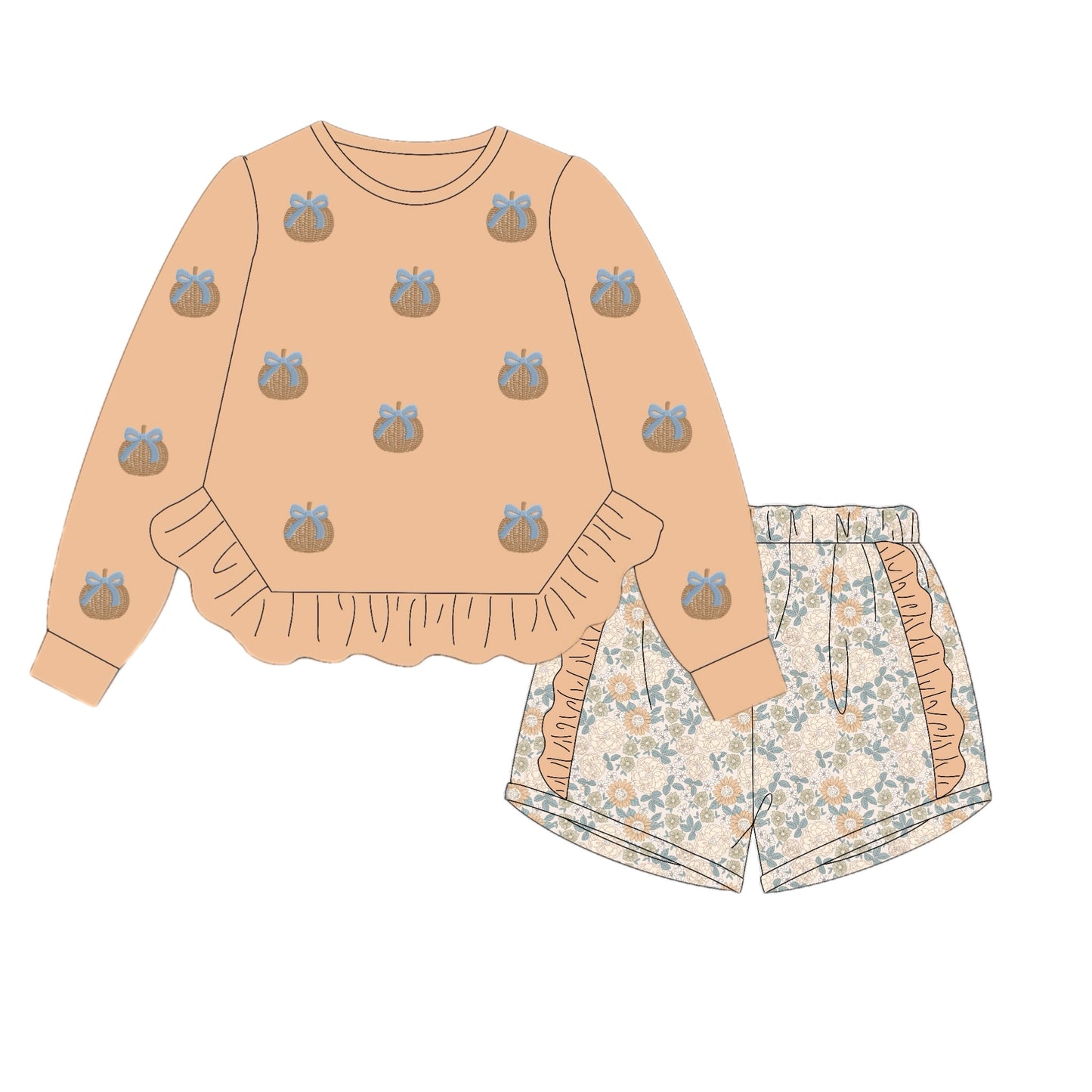 RTS: PUMPKIN PATCHES GIRL SHORT SET