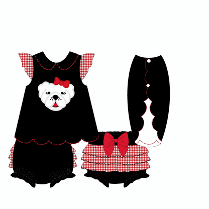 RTS: APPLIQUÉ DAWGS GIRL DIAPER SET