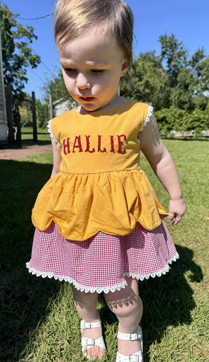 RTS: GARNET & GOLD BOW BACK GIRL BUBBLE