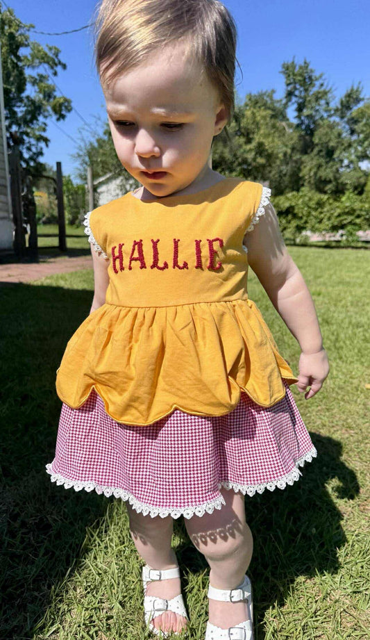 RTS: GARNET & GOLD BOW BACK GIRL BUBBLE