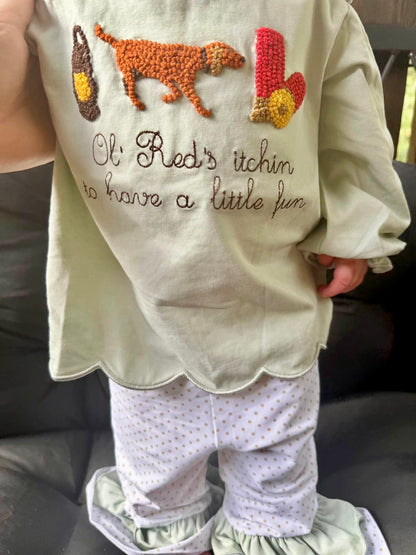 RTS:  OL RED GIRL PANT SET